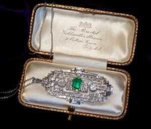 18K Emerald Colombian Diamond Pendant Vintage GIA Cert Victorian VS Old Mine! - Picture 1 of 7