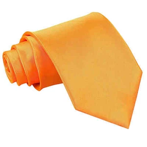 Fluorescent Orange Plain Satin Mens Boys Classic Slim Skinny Wedding Tie by DQT - Picture 1 of 2