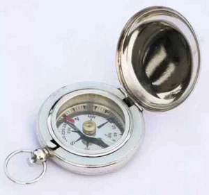 Adventure Solid Silver Vintage Handmade Brass Nautical Pocket Compass Gift - Picture 1 of 6