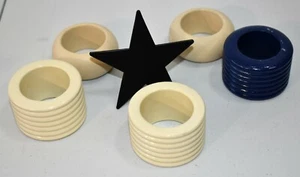 Serviettenringe dunkelblau beige  - Bild 1 von 4