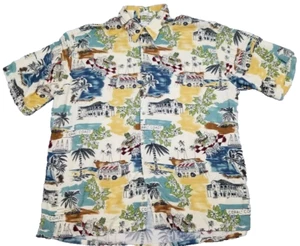 Pierre Cardin Shirt Mens 2XL Multicolor Short Sleeve Tropical Palms Rayon VTG - Picture 1 of 13