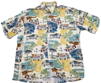 Pierre Cardin Shirt Mens 2XL Multicolor Short Sleeve Tropical Palms Rayon VTG - Image 1 of 4
