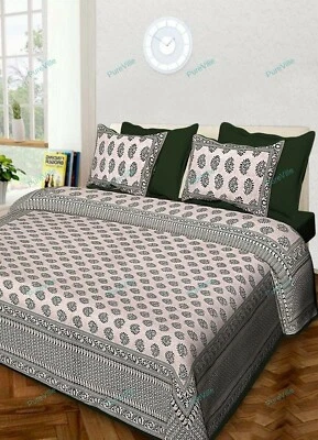 Sábana bajera doble de algodón estampada floral para decoración del hogar con 2 fundas de almohada 90x108 Foto 1 de 4