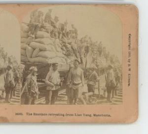 Russians Retreat Liao Yang Manchuria Russo-Japanese Kilburn Stereoview - Picture 1 of 2