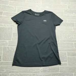 Under Armour Training Shirt Womens Large Charcoal Gray Heatgear Short Sleeve - Picture 1 of 7
