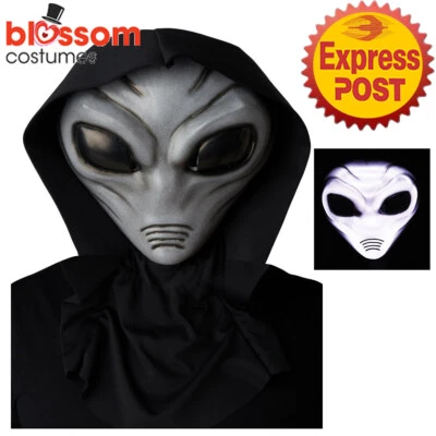AC1340 Grey Visitor Alien Light Up Mask Giant Eyeball Scary Halloween Costume - Image 1 of 4