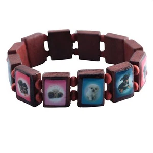 Holzarmband Hundewelpen rot braun - Bild 1 von 1