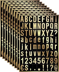 8 Sheets Self-Adhesive Vinyl Letters Numbers Kit, Mailbox 1 Inch Gold in Black - Picture 1 of 7