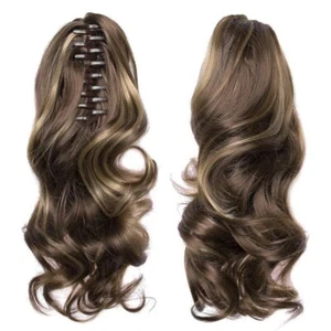 Synthetic Hair Heat Resistant 90gr Wavy Claw Clip in/on Ponytail Hair Extensions - Picture 1 of 54
