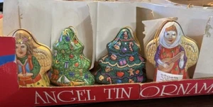 Vintage Weihnachtsengel & Christbaum Blechschmuck ~ Blechdose Co of America - Bild 1 von 24