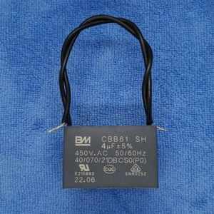 1pc CBB61 4uF 450V AC 2 wire BM Capacitor for Motor Start Fan Ceiling Motor - Foto 1 di 4