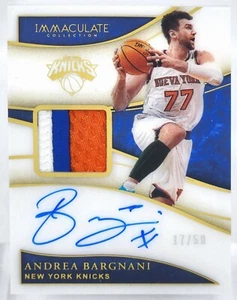 📈 ANDREA BARGNANI 3CLR PARCHE DORADO AUTOMÁTICO/50 📈 2019 INMACULADO FIRMA KNICKS - Imagen 1 de 2