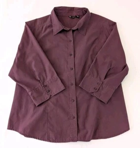 North Crest Button Up Blouse Women's 3X Plum Purple 3/4 Length Sleeves Plus Size - Picture 1 of 9