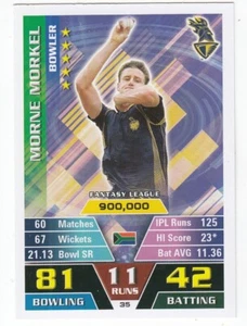 MORNE MORKEL 2016 Topps Attax Cricket #35 ✵ KOLKATA KNIGHT RIDERS ✵ SOUTH AFRICA - Picture 1 of 1