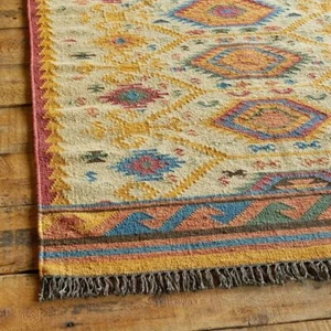 Rug Kilim Wool Jute Runner Hand Woven Vintage Carpet Vintage Oriental Area Rugs - Picture 1 of 8