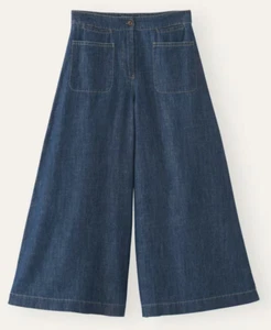 Poetry UK Hemp & Organic Cotton Indigo-Dyed Wide Leg Culottes US Size 10 NWT - Picture 1 of 5