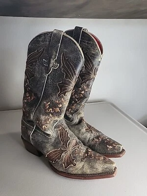 Botas Macie Bean Mujer 7.5 Envejecidas Mariposa Base Punto Floral Vaquera  Foto 1 de 4