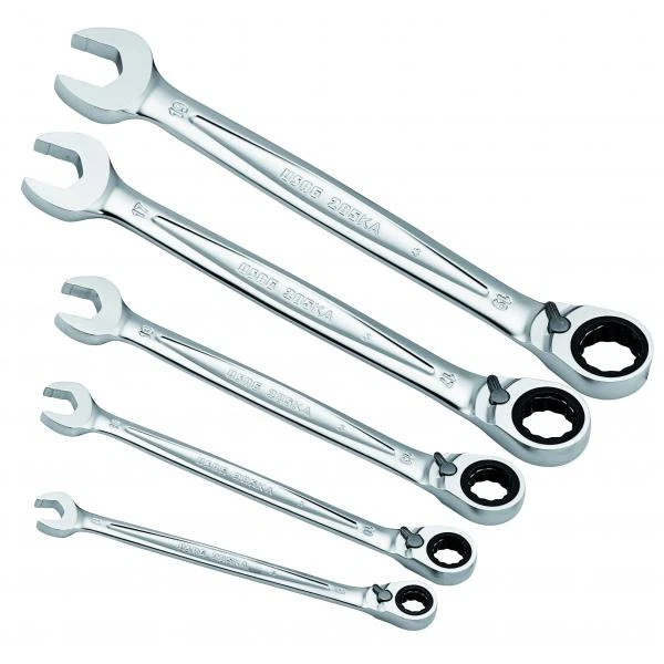 Serie Set Di Chiavi Combinate a forchetta e poligonali Cricchetto 5pz Usag 285Ka - Immagine 1 di 1