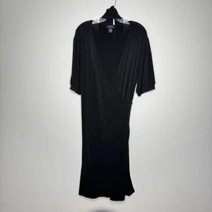 Suzanne Somers Black True Wrap Dress Womens Size 1XL Stretchy Belted - Picture 1 of 6