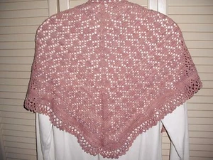 DAMEN TUCH HALSTUCH HANDGESTRICKT SPITZE SEIDE UND WOLLE ANTIK ROSE BUNT - Bild 1 von 7