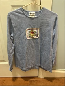 Winnie Puuh Vintage bestickt Langarm blau Denim Gr. Large - Bild 1 von 4