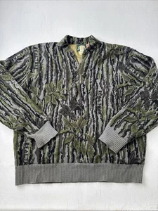 Vintage 90s Cabela’s Realtree Gore Wind Stopper Camo Knit Sweater Medium - Picture 1 of 7