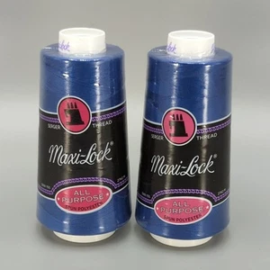 Maxi Lock All Purpose Serger TEX27 Thread Blue 3000YD Cone X2 - Picture 1 of 5