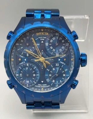 Reloj Hombre Invicta Aviator Banda Azul Multi-Zona Horaria 37644 con Estuche+Altavoz+Luz Foto 1 de 4