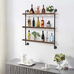 3 Tiers Wine Bottles Floating Shelves Home Bar Display Storage Organizer Rack - Picture 1 of 17