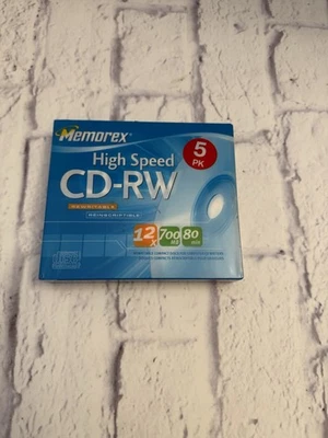 CD-RW Memorex 高速空白 CD-RW 磁盘 5PK 12x 700 MB 80 分钟 — 第 1/4 张图片
