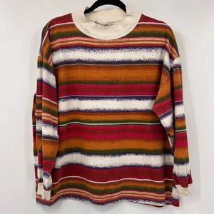 Maglione girocollo vintage Gitano multicolore a righe manica lunga taglia XL - Foto 1 di 5
