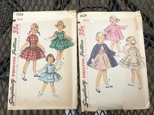 VTG 1950s Simplicity Sew Pattern #1558/#1024 Toddler Dress Pinafore Size 2 UNCUT - Picture 1 of 10