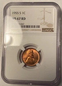 1955-S Lincoln Wheat Cent NGC MS67RD #47 - Picture 1 of 4