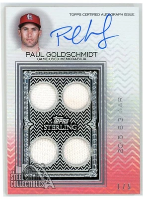 Paul Goldschmidt 2021 Topps Sterling Sterling Swings Red Quad Patch Auto 1/5 - Image 1 of 2