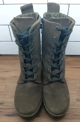 Fly London Biaz Wedge Bootie 37 6.5-7 Brown Boots Ankle Combat Lace Up/Zipper - Image 1 of 4