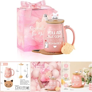Tazza caffè gatto simpatica regalo grazie donna compleanno amicizia kawaii bianca - Foto 1 di 10