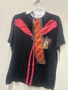 Mens Adult HARRY POTTER Gryffindor T-shirt Tie Glasses Costume Size Small NWT XL - Picture 1 of 3