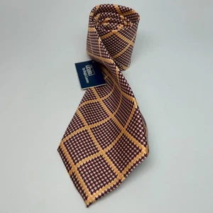 Nuevo con etiquetas Corbata Polo Ralph Lauren Vintage Para Hombre Rojo Marfil Amarillo Diamante - Imagen 1 de 8