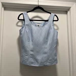 Tahari Arthur S. Levine hellblaues elegantes Tanktop aus Leinenmischung. Größe 6 gefüttert Neu - Bild 1 von 12