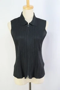 Special price! PLEATS PLEASE Black Zip Front Vest ISSEY MIYAKE 158 9508 - Picture 1 of 5