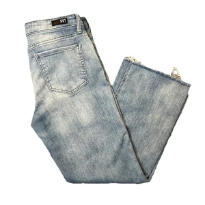 Kut From The Kloth Kelsey Jeans Women 10 Fab Ab Cropped Wide Leg Raw Frayed Hem - Picture 1 of 15