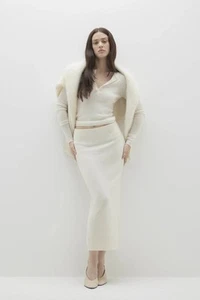 Naked Cashmere Women’s Gina Midi Cashmere Fitted Skirt in Ivory Sz: S NWT N20469 - Picture 1 of 6