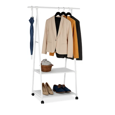 Stand Appendiabiti in Metallo con Ruote – Nero o Bianco - Immagine 1 di 4