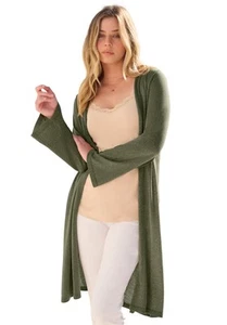Roaman's Women's Plus Size Long Knit Shimmer Cardigan Sweater - Picture 1 of 7