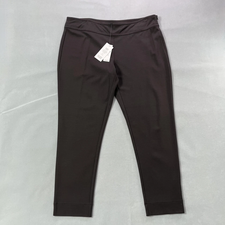Pantalones Eileen Fisher Mujer XL Marrón Viscosa Elastizados Ponte Ajustados Tobillo Cremallera Lateral Foto 1 de 4