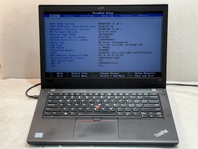 Lenovo ThinkPad T480  Intel core i5-8350U @1.70GHz 16GB Laptop Computer No hdd - Image 1 of 2