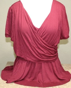 Torrid Damen Top 3X Burgund Viskose Elasthan Puffärmel Surplice Neu - Bild 1 von 12