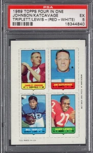 1969 Topps Four in One Johnson Katcavage Triplett Lewis PSA 5 EX (Red-White) - Bild 1 von 1