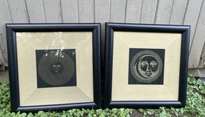Fornasetti Sun & Moon Framed Art Prints Set of 2 Celestial Faces 19x19 Glass VTG - Picture 1 of 24