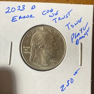 2023 D error code we trust tone plate damage Quarter washington - Picture 1 of 2